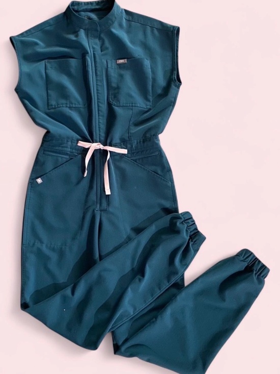 Figs Pants - Rafaela Cargo ScrubJumpsuit Caribbean Blue